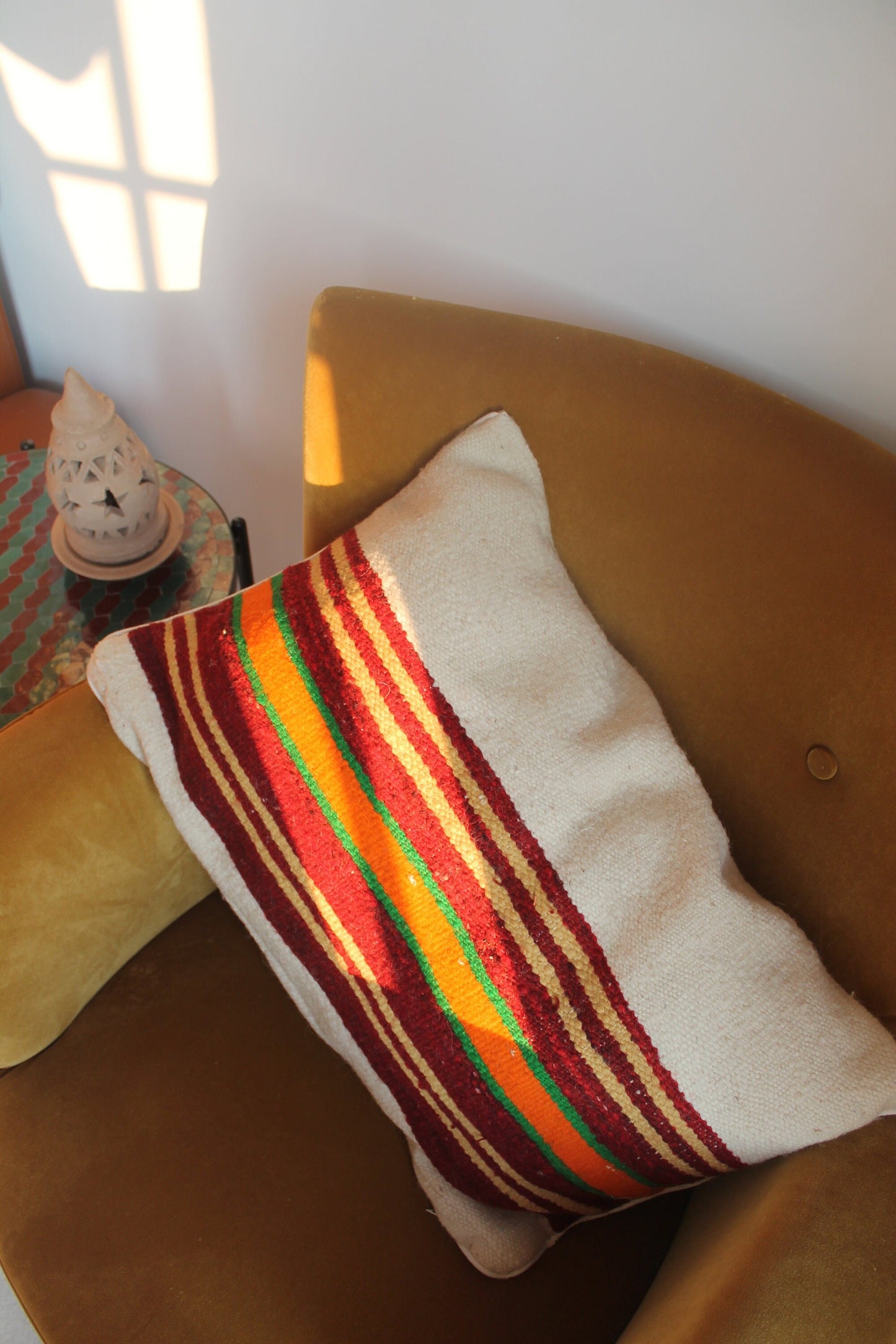 Moroccan Striped Beige Cushion