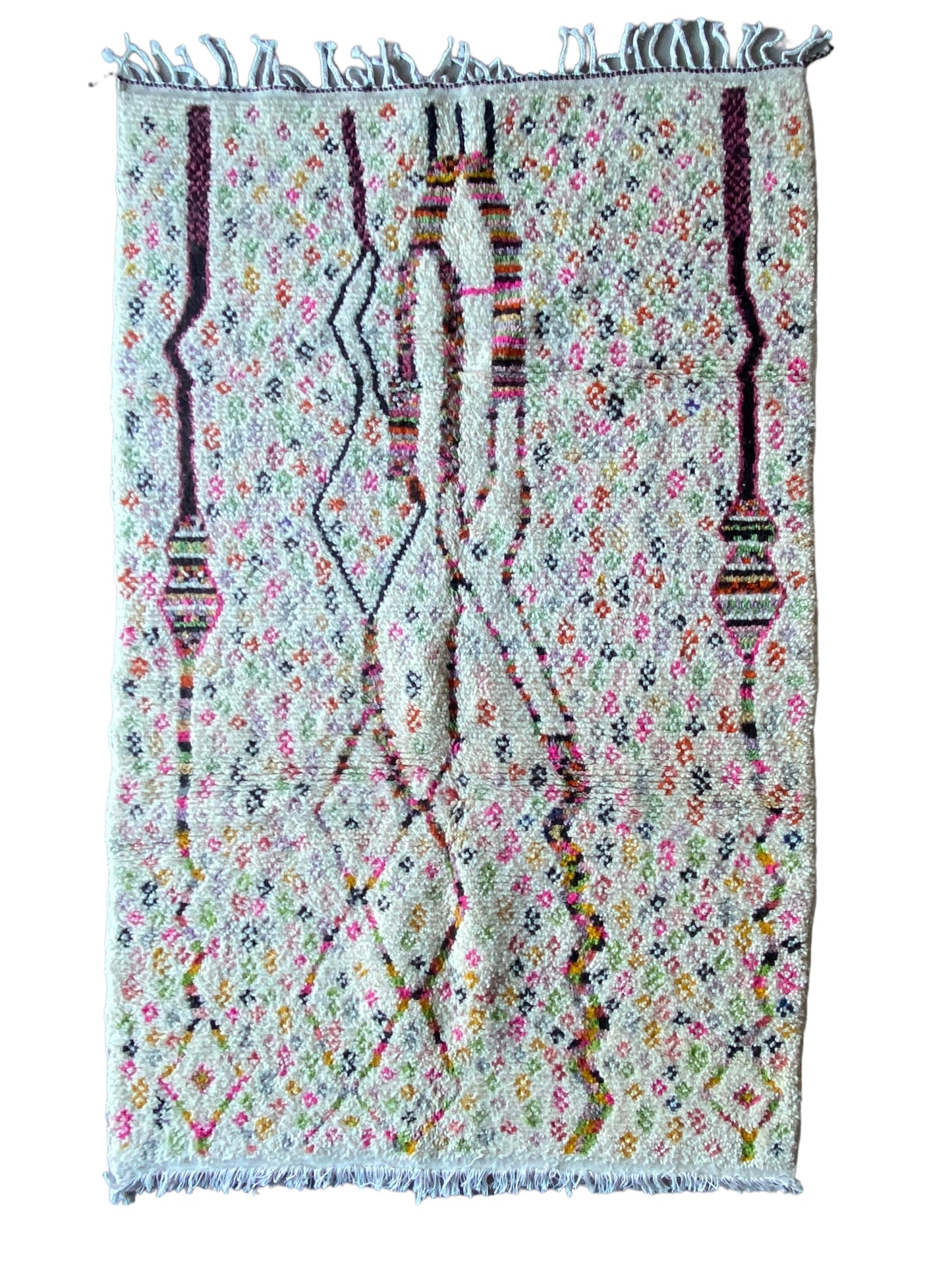 Tapis berbère blanc (235), Tapis en laine tissé à la main au Maroc 233x141cm