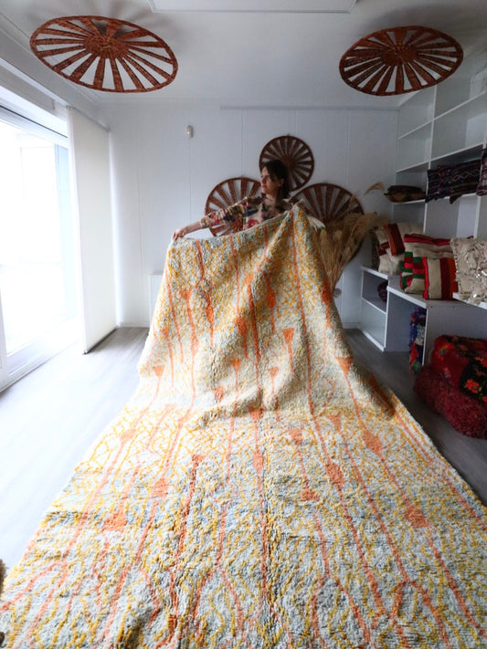 Beni Ouarain Moroccan Orange and Beige Rug (184) 300x190cm