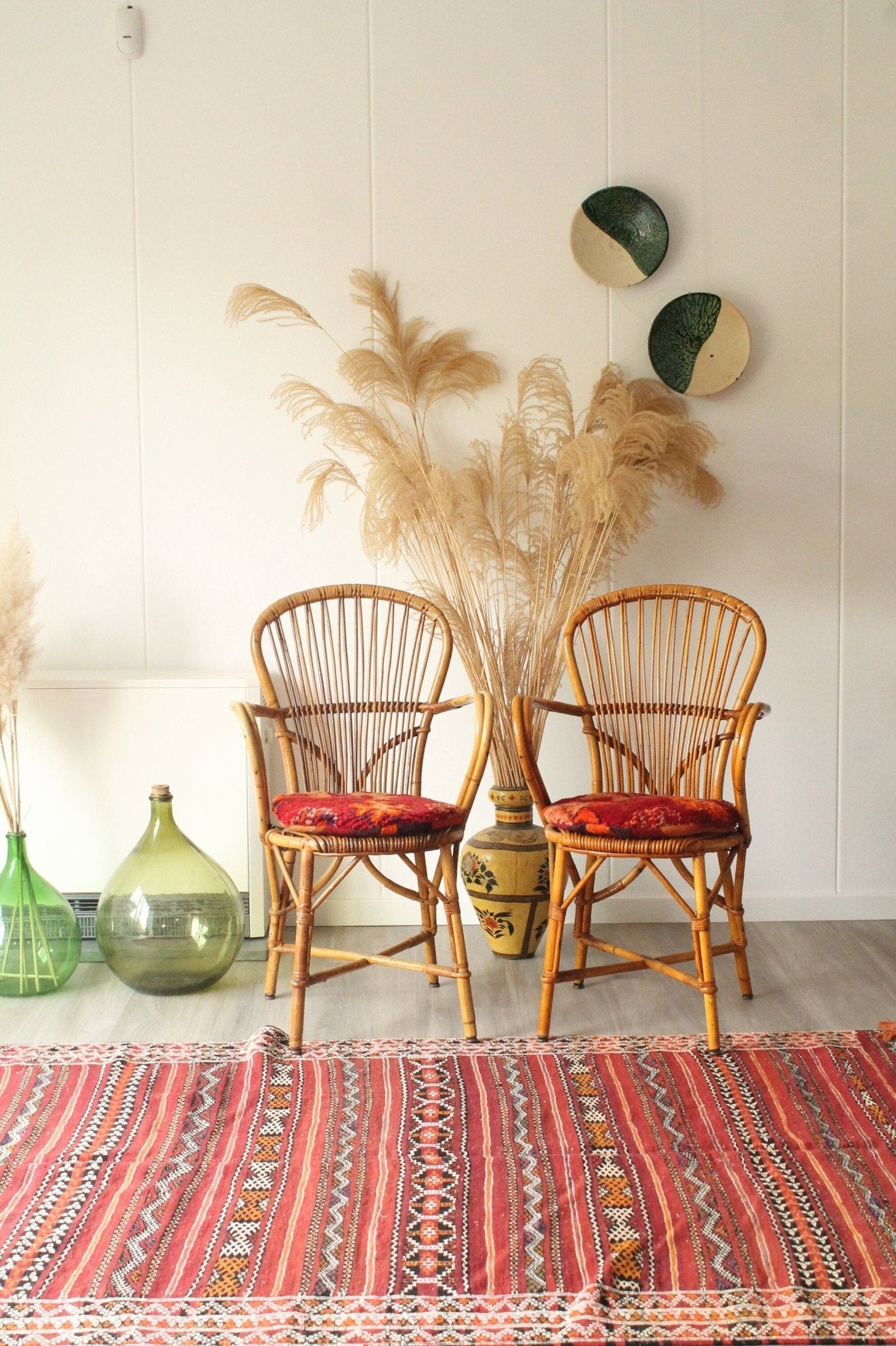 Set of 2 authentic 60's Audoux - Minet rattan chairs - Tree of Colors