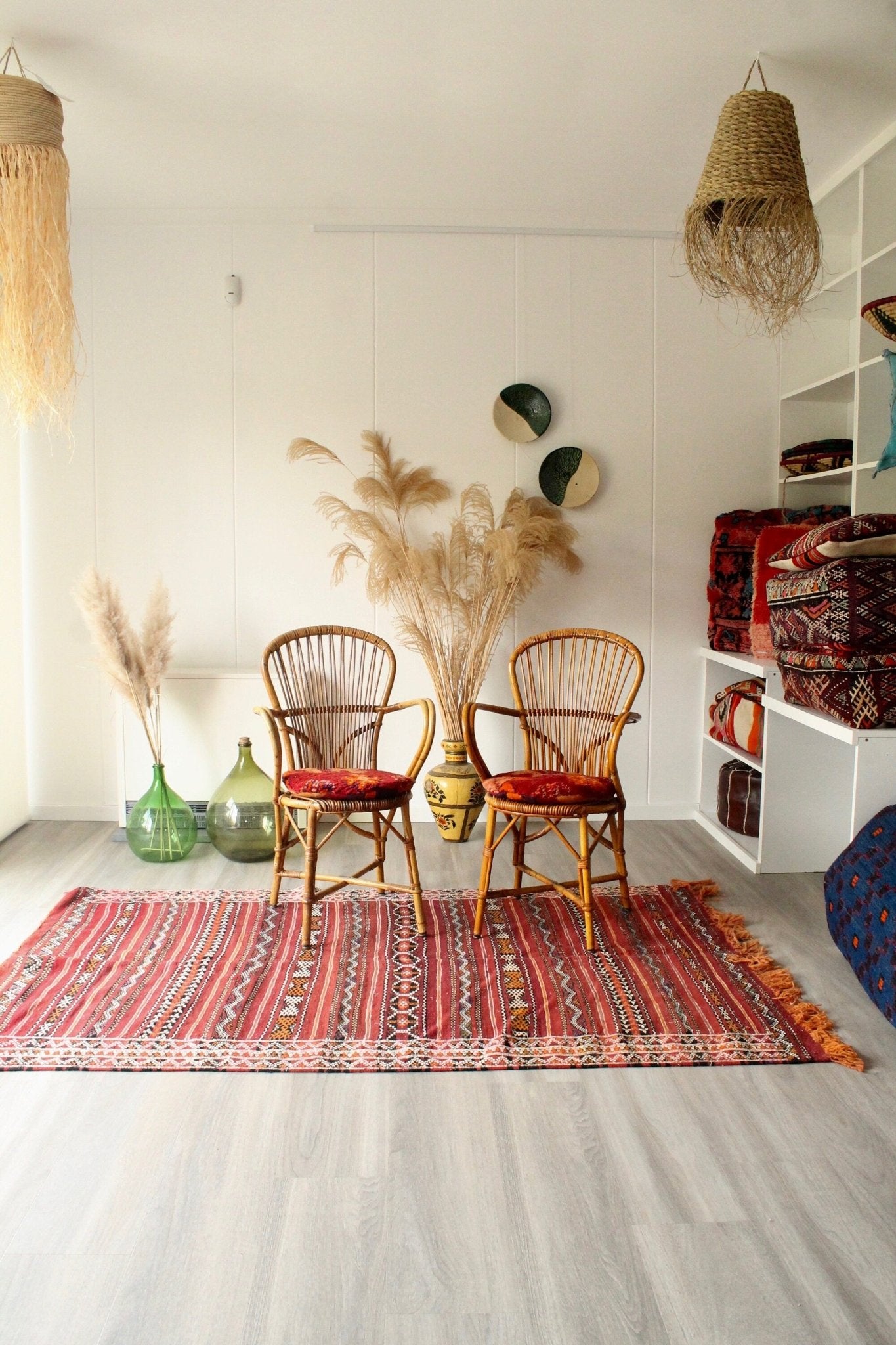 Set of 2 authentic 60's Audoux - Minet rattan chairs - Tree of Colors