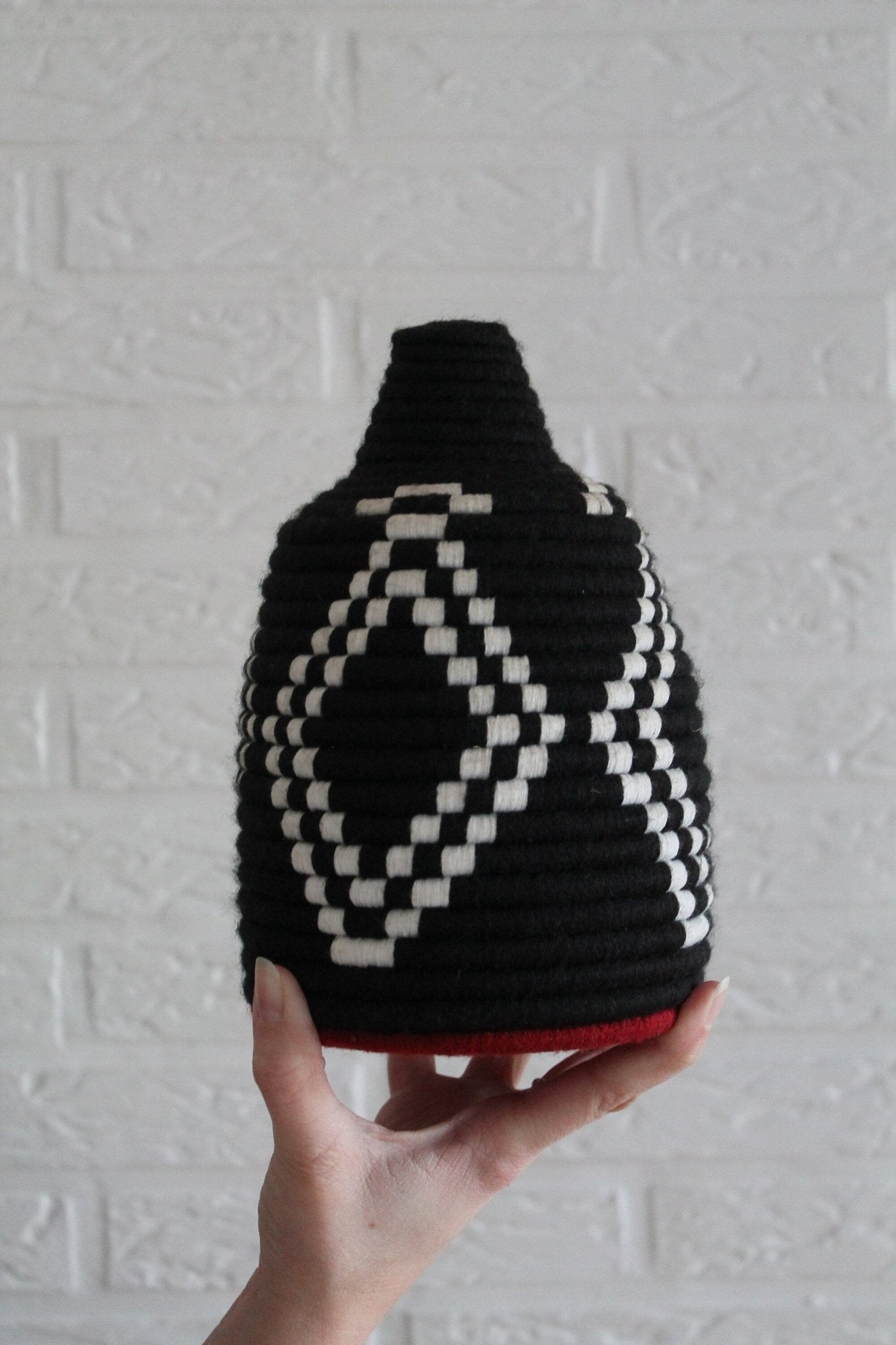 SEVILLE Black & White Moroccan Wool Basket - Tree of Colors