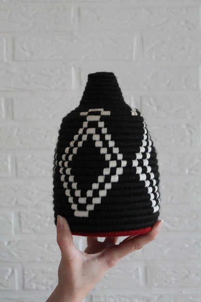 SEVILLE Black & White Moroccan Wool Basket - Tree of Colors