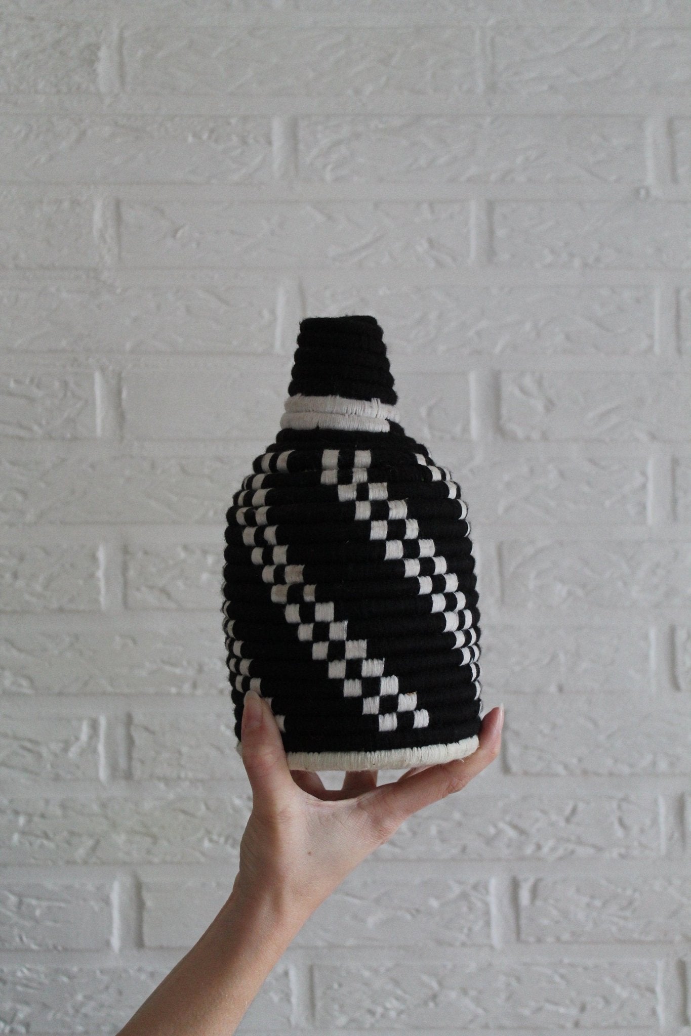 SEVILLE Black & White Moroccan Wool Basket - Tree of Colors