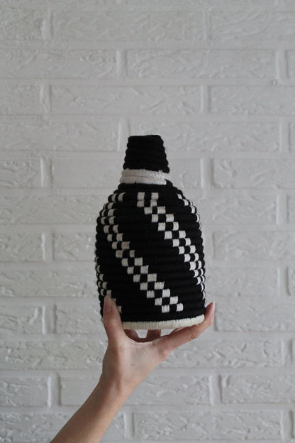 SEVILLE Black & White Moroccan Wool Basket - Tree of Colors