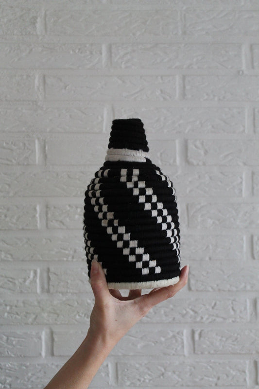 SEVILLE Black & White Moroccan Wool Basket - Tree of Colors