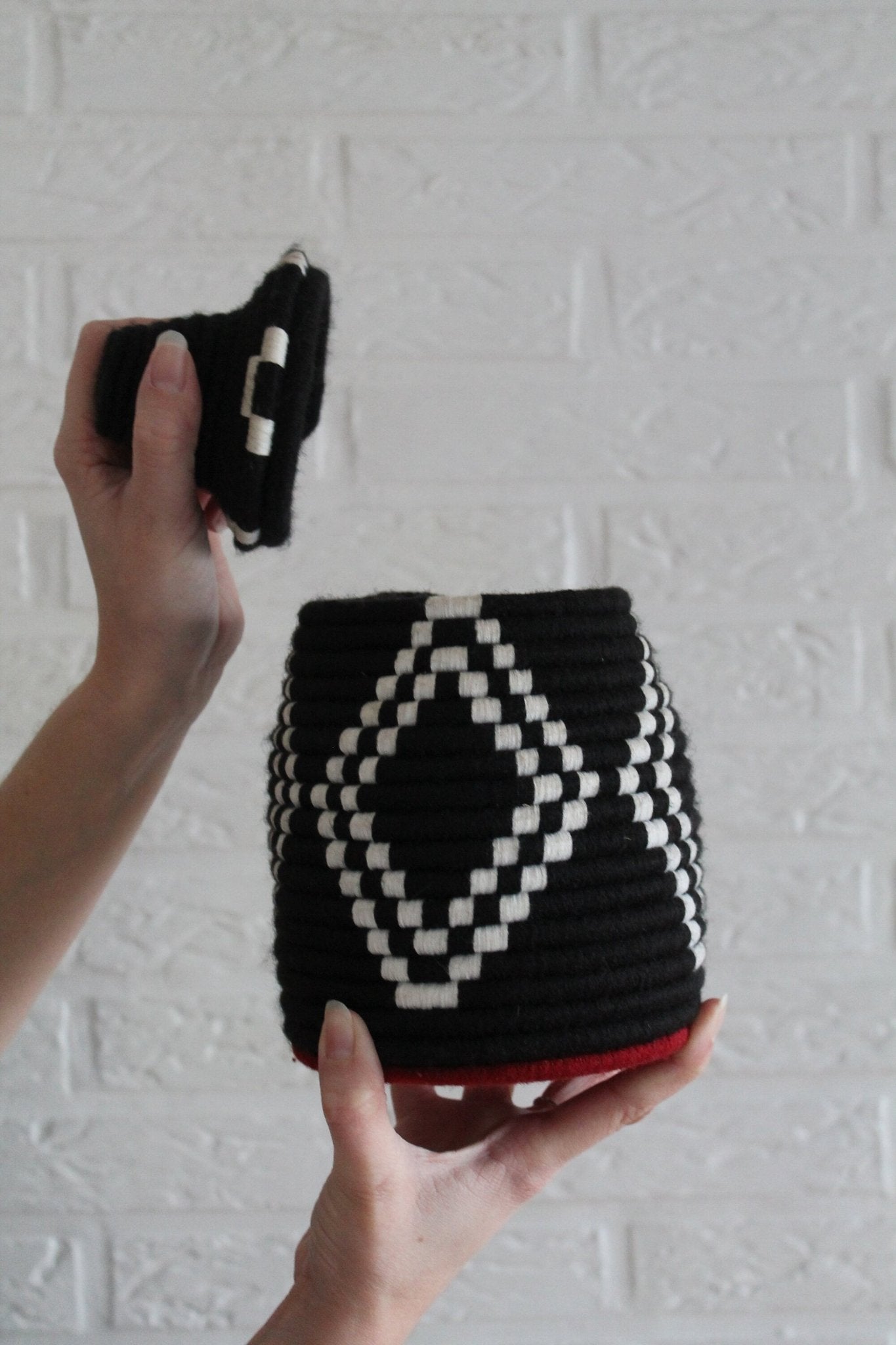 SEVILLE Black & White Moroccan Wool Basket - Tree of Colors
