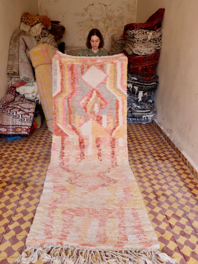 Tapis Beni Ouarain (214) coloré en laine tissé à la main au Maroc 275x105cm